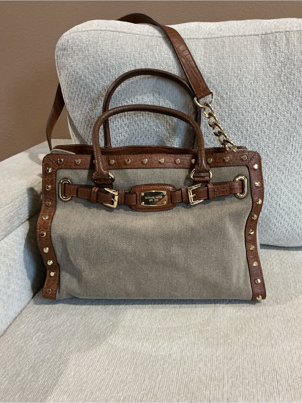 Michael Kors Hamilton East West Studded Tote.